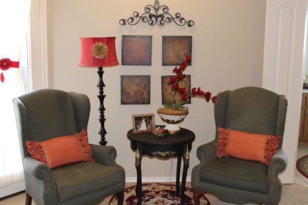 French Country master bedroom sitting area