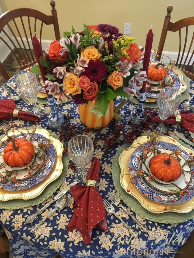 Traditional Autumn Tablescape - Belle Bleu Interiors